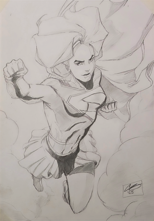 Supergirl – Original Pencil Artwork (A3 Bristol Board)