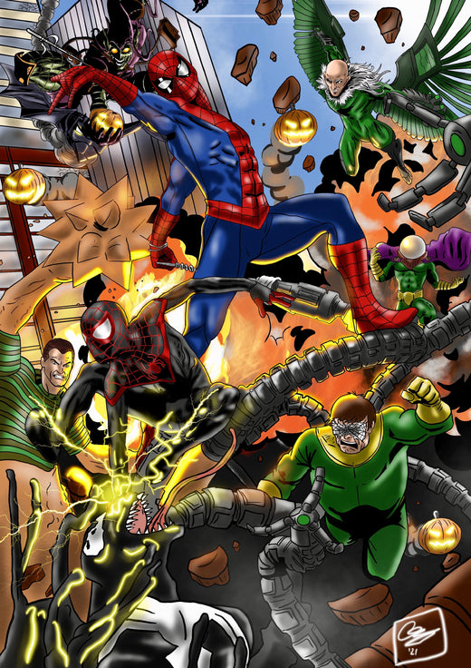 Spider-men Vs Sinister Six - Art Print
