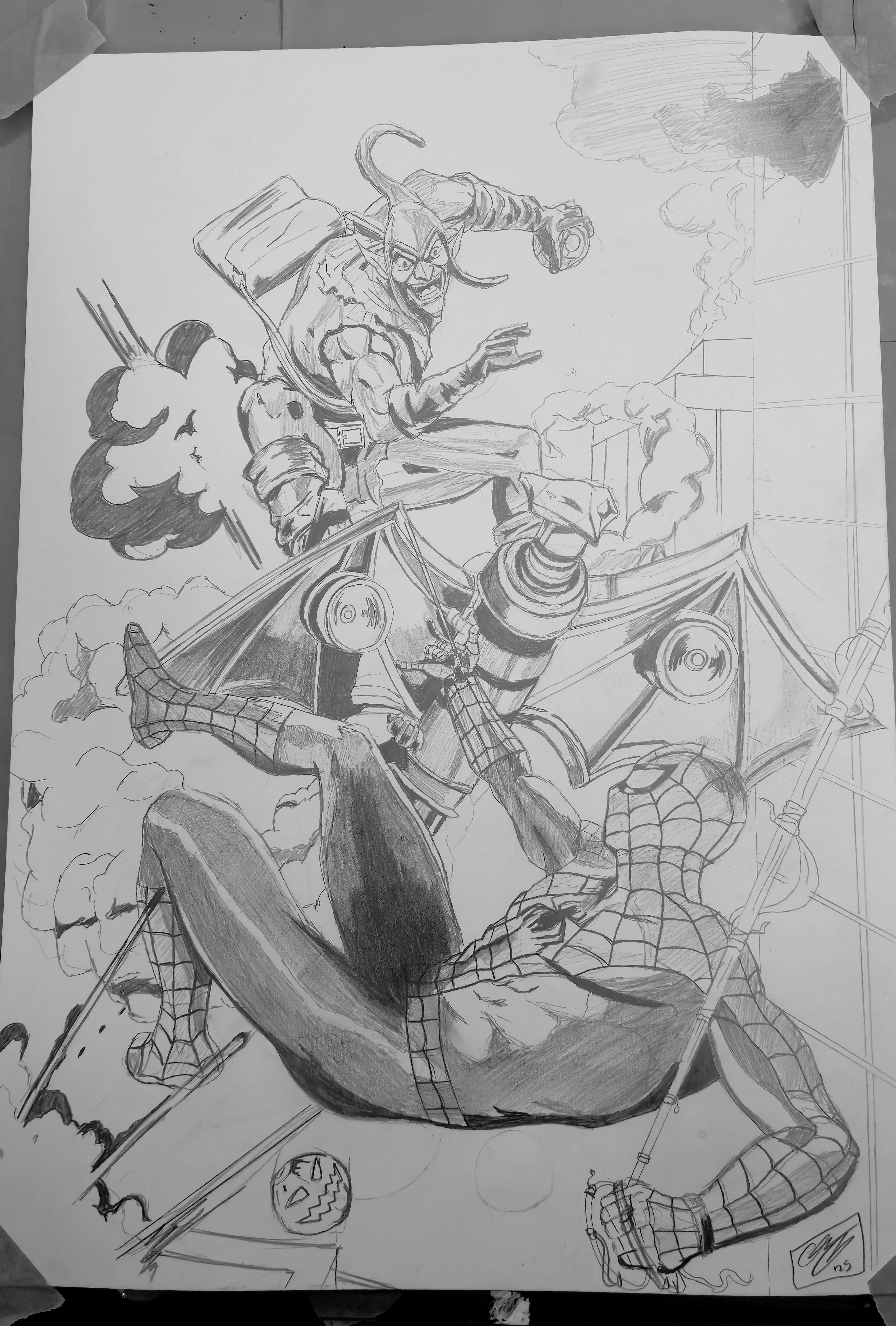Spider-Man vs. Green Goblin – Original Pencil Artwork (A3 Bristol Board) image 0