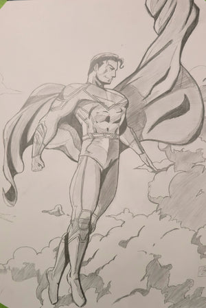 Superman – Original Pencil Artwork (A3 Bristol Board)